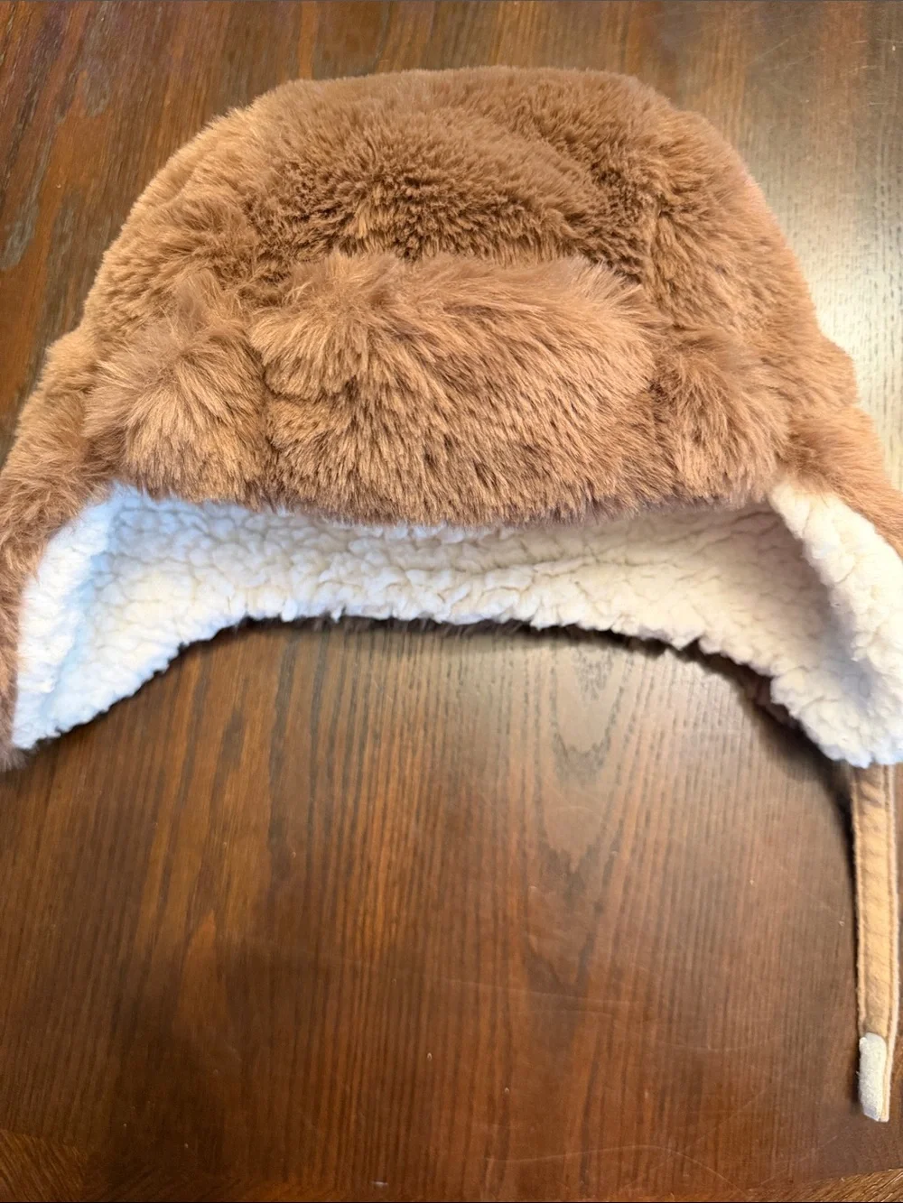 Amazon Kids Faux Fur Trapper Hat in Brown with Cream Lining